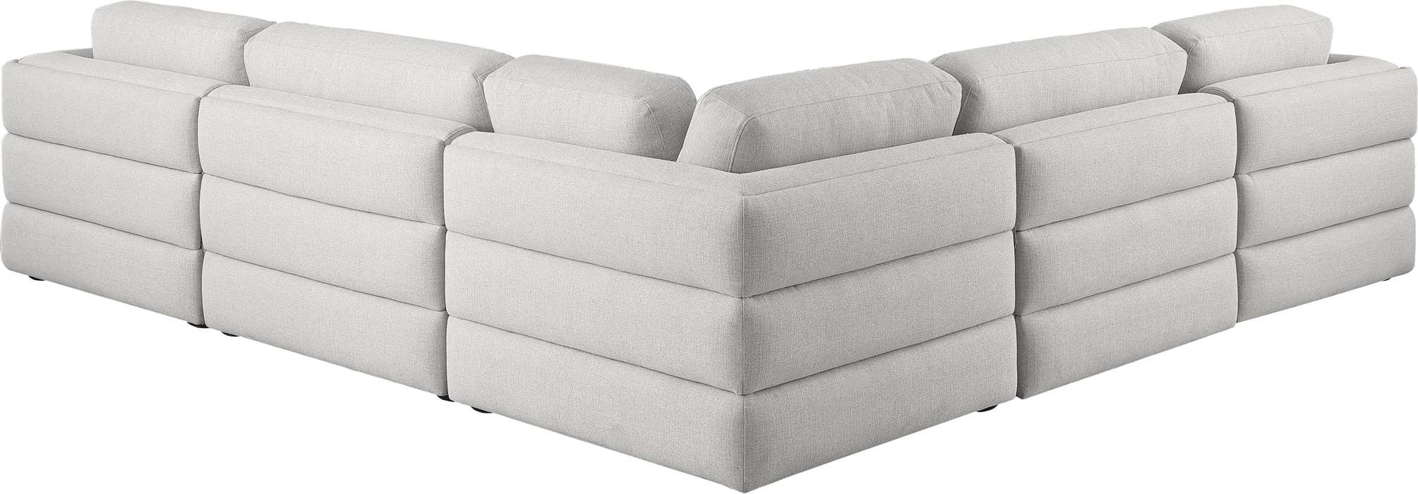 Meridian Furniture - Beckham 114" Beige Linen Textured Fabric Upholstered 5pc. Sectional - 681Beige-Sec5D - GreatFurnitureDeal