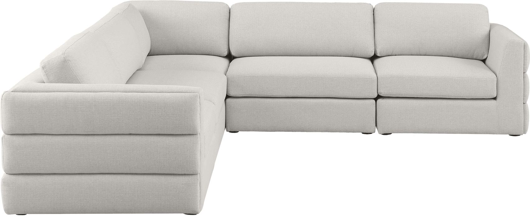 Meridian Furniture - Beckham 114" Beige Linen Textured Fabric Upholstered 5pc. Sectional - 681Beige-Sec5D - GreatFurnitureDeal