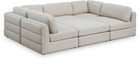 Meridian Furniture - Beckham 114" Beige Linen Textured Fabric Upholstered 6pc. Sectional - 681Beige-Sec6A - GreatFurnitureDeal
