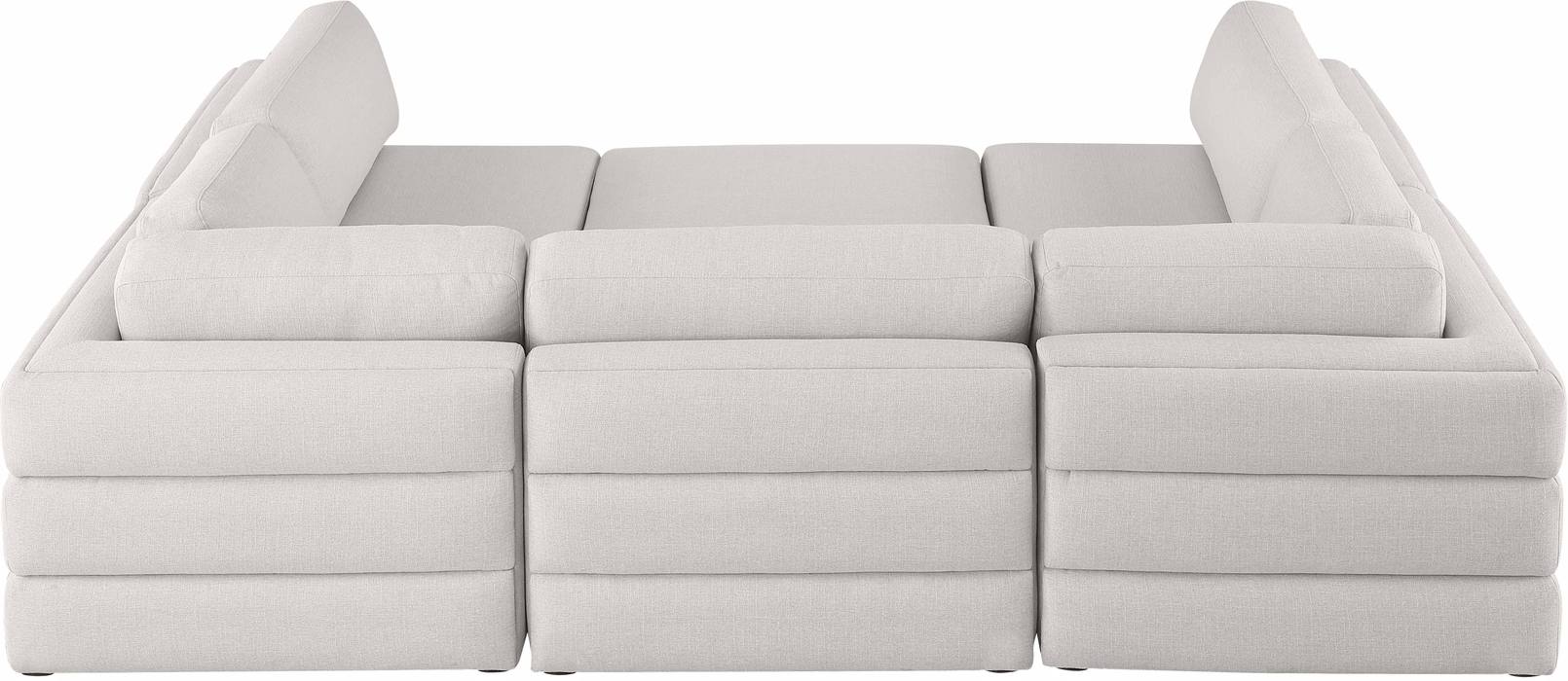 Meridian Furniture - Beckham 114" Beige Linen Textured Fabric Upholstered 6pc. Sectional - 681Beige-Sec6A - GreatFurnitureDeal