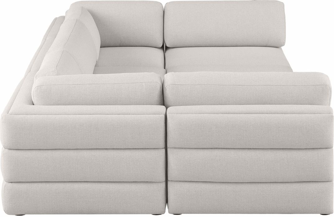 Meridian Furniture - Beckham 114" Beige Linen Textured Fabric Upholstered 6pc. Sectional - 681Beige-Sec6A - GreatFurnitureDeal