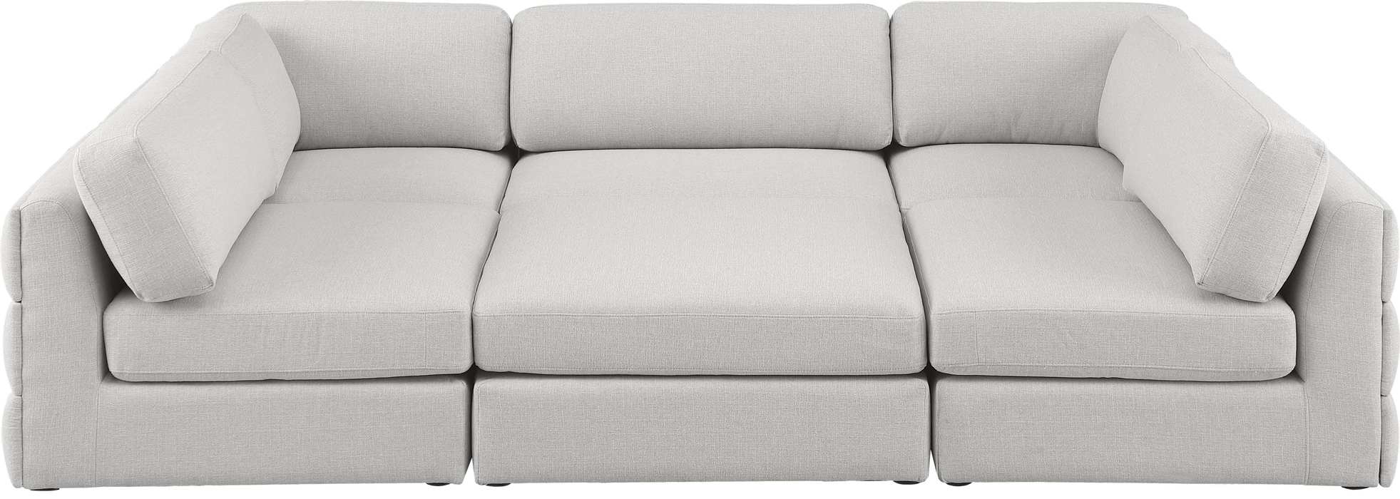 Meridian Furniture - Beckham 114" Beige Linen Textured Fabric Upholstered 6pc. Sectional - 681Beige-Sec6A - GreatFurnitureDeal
