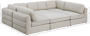 Meridian Furniture - Beckham 114" Beige Linen Textured Fabric Upholstered 6pc. Sectional - 681Beige-Sec6A - GreatFurnitureDeal
