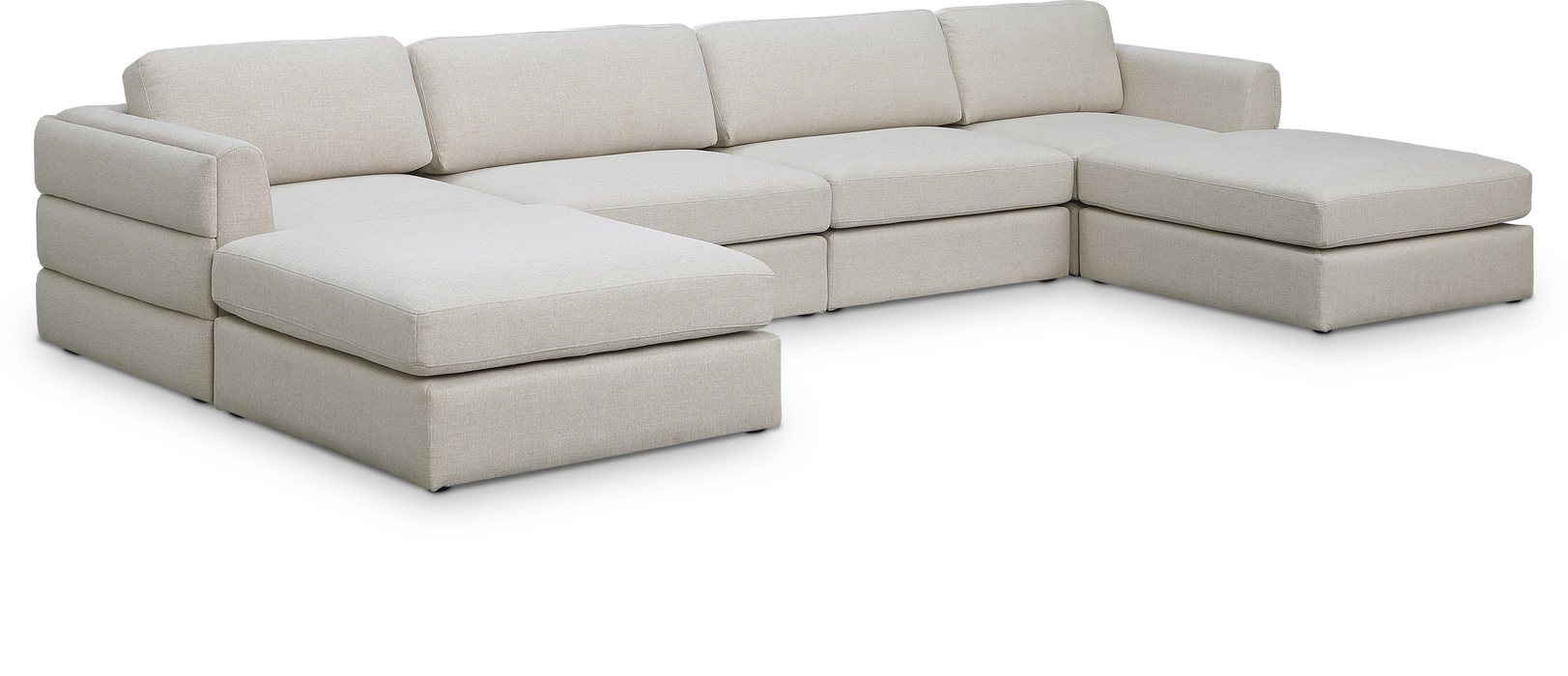 Meridian Furniture - Beckham 152" Beige Linen Textured Fabric Upholstered 6pc. Sectional - 681Beige-Sec6C - GreatFurnitureDeal