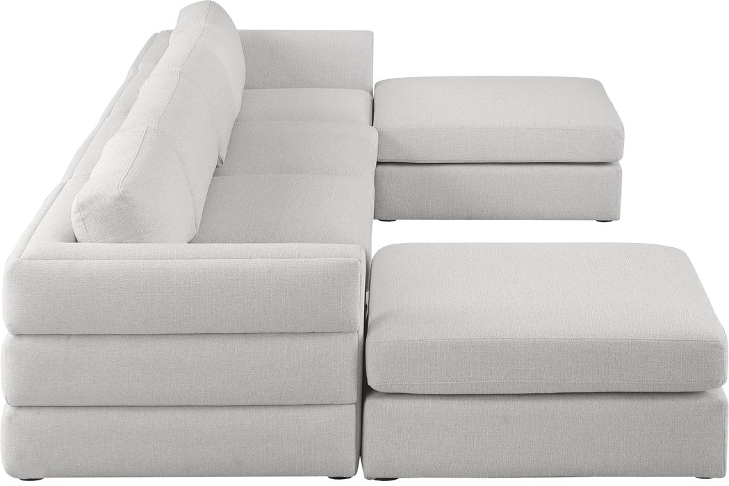 Meridian Furniture - Beckham 152" Beige Linen Textured Fabric Upholstered 6pc. Sectional - 681Beige-Sec6C - GreatFurnitureDeal