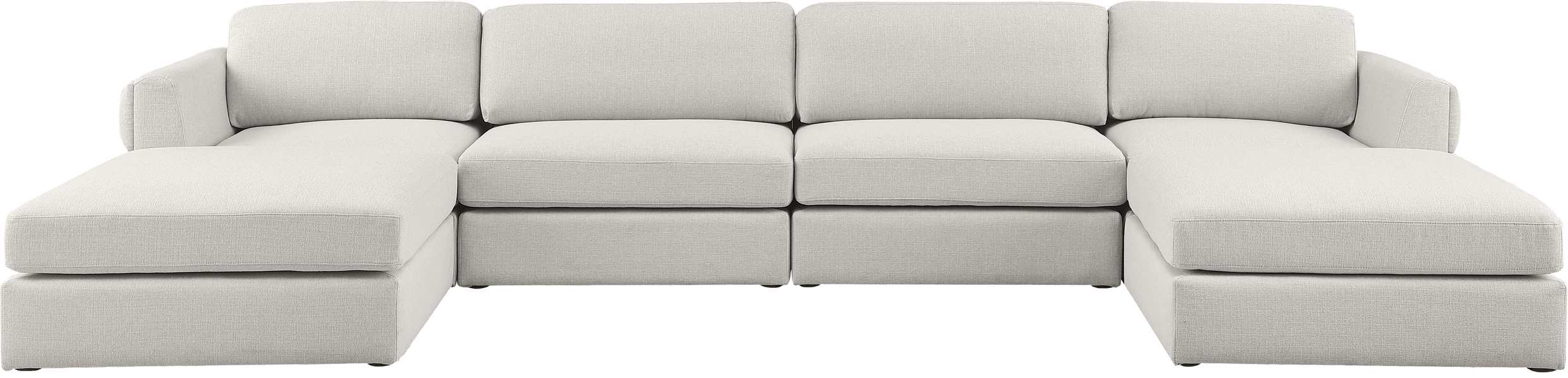 Meridian Furniture - Beckham 152" Beige Linen Textured Fabric Upholstered 6pc. Sectional - 681Beige-Sec6C - GreatFurnitureDeal