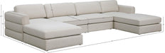 Meridian Furniture - Beckham 152" Beige Linen Textured Fabric Upholstered 6pc. Sectional - 681Beige-Sec6C - GreatFurnitureDeal