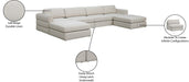 Meridian Furniture - Beckham 152" Beige Linen Textured Fabric Upholstered 6pc. Sectional - 681Beige-Sec6C - GreatFurnitureDeal