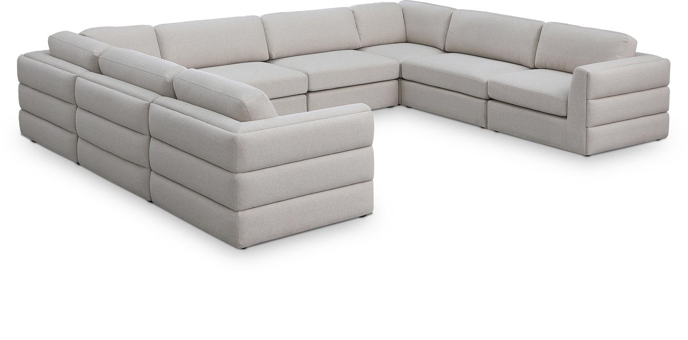 Meridian Furniture - Beckham 152" Beige Linen Textured Fabric Upholstered 8pc. Sectional - 681Beige-Sec8A - GreatFurnitureDeal