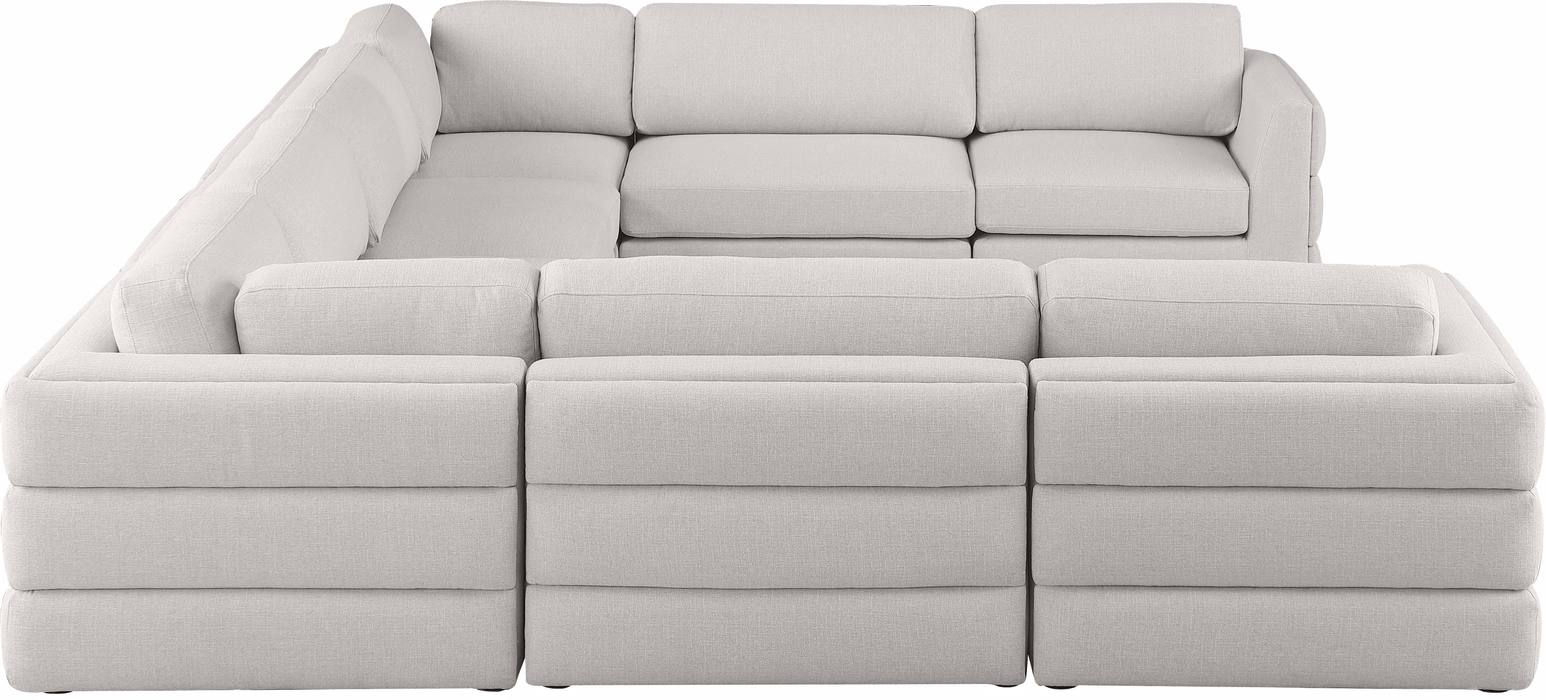 Meridian Furniture - Beckham 152" Beige Linen Textured Fabric Upholstered 8pc. Sectional - 681Beige-Sec8A - GreatFurnitureDeal