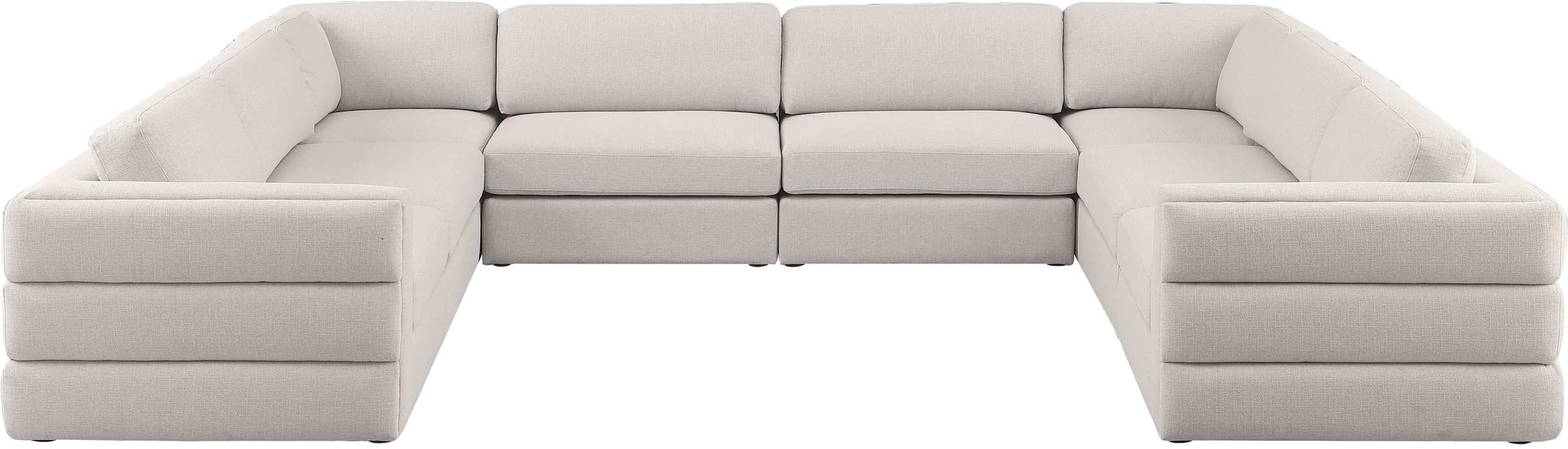 Meridian Furniture - Beckham 152" Beige Linen Textured Fabric Upholstered 8pc. Sectional - 681Beige-Sec8A - GreatFurnitureDeal
