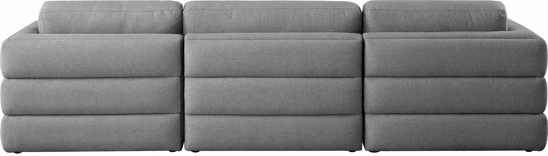 Meridian Furniture - Beckham 114" Grey Linen Textured Fabric Upholstered 3pc. Sofa - 681Grey-S114A - GreatFurnitureDeal