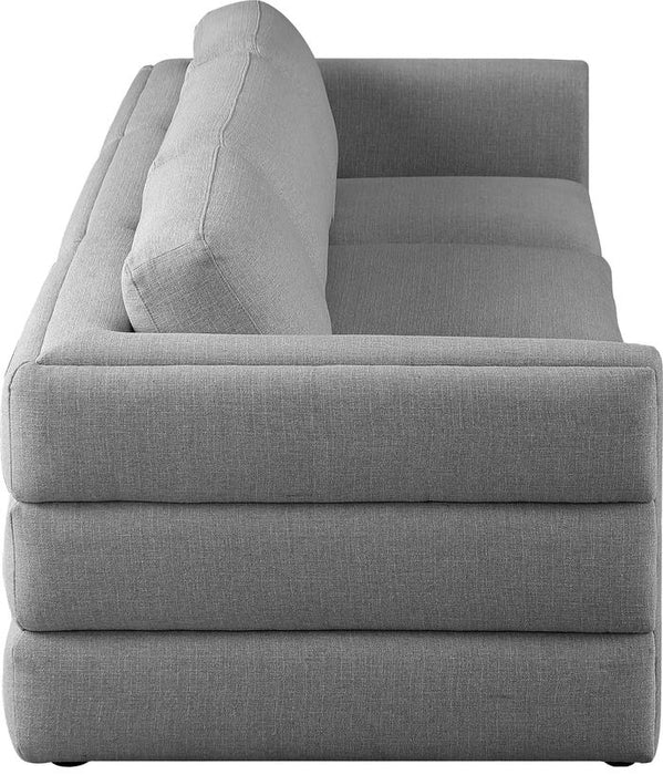 Meridian Furniture - Beckham 114" Grey Linen Textured Fabric Upholstered 3pc. Sofa - 681Grey-S114A - GreatFurnitureDeal