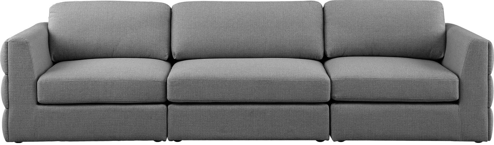 Meridian Furniture - Beckham 114" Grey Linen Textured Fabric Upholstered 3pc. Sofa - 681Grey-S114A - GreatFurnitureDeal