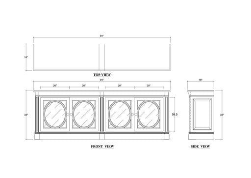 Bramble - Fiona 4 Door Buffet w/ Glass Shelves and LED Lights - BR-68259 - GreatFurnitureDeal