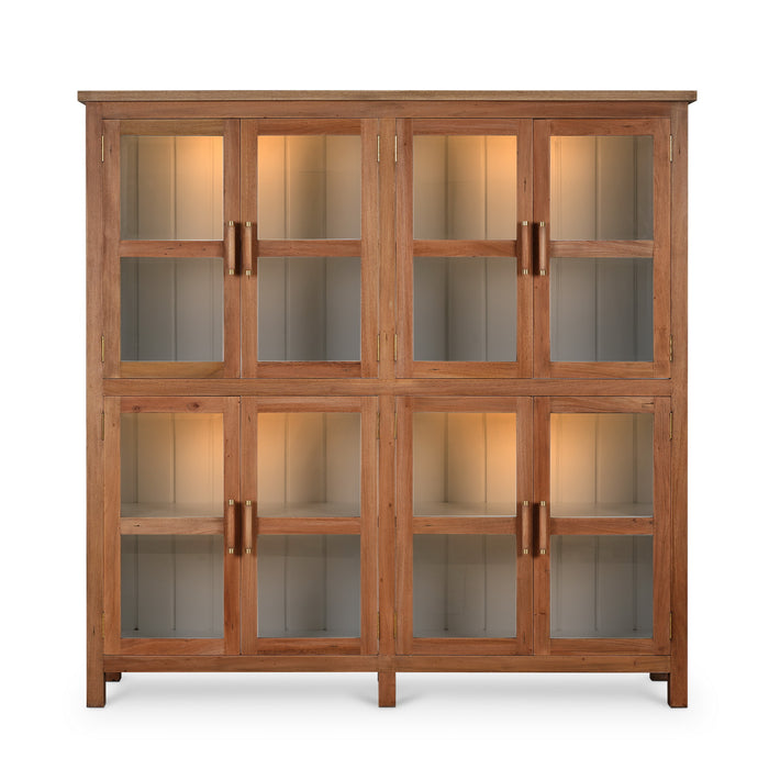Bramble - Madrone 8 Door Display Cabinet w/ 4 LED Lights - BR-68279 - GreatFurnitureDeal