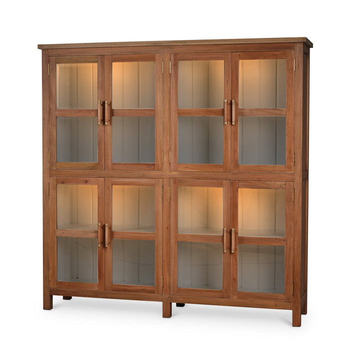 Bramble - Madrone 8 Door Display Cabinet w/ 4 LED Lights - BR-68279 - GreatFurnitureDeal