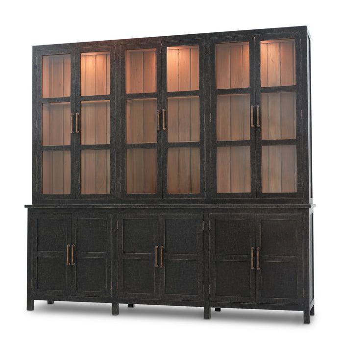 Bramble - Madrone 12 Door Display Cabinet w/ Glass Shelves and LED Lights - BR-68282 - GreatFurnitureDeal