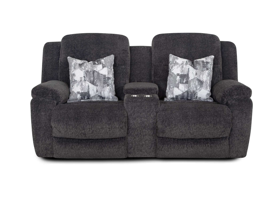 Franklin Furniture - 683 Heston Power Reclining Console Loveseat w/ Power Headrest, Storage, Cupholders & USB in Frenzy Graphite - 68335-GRAPHITE