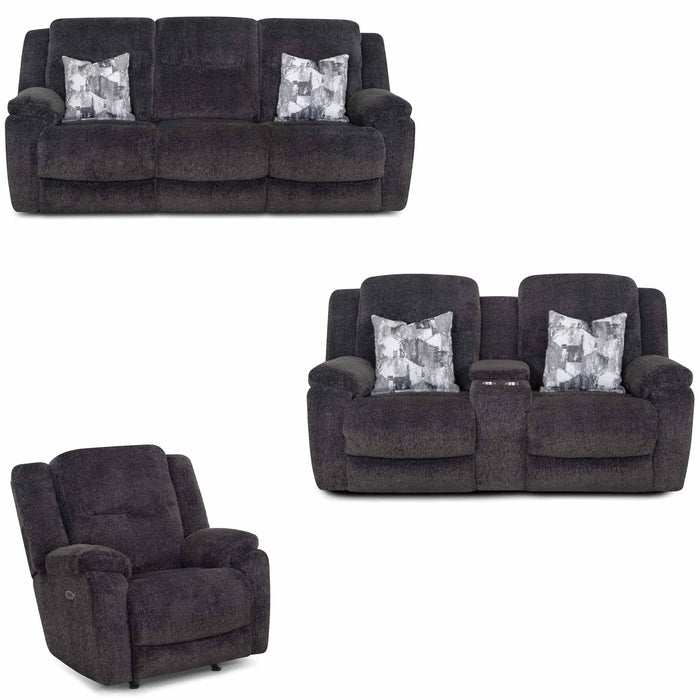 Franklin Furniture - 683 Heston 3 Piece Power Reclining Sofa Set in Frenzy Graphite - 68347-68335-6583-GRAPHITE