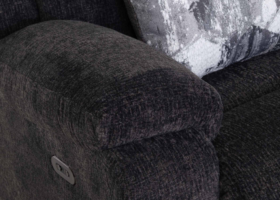Franklin Furniture - 683 Heston Power Reclining Console Loveseat w/ Power Headrest, Storage, Cupholders & USB in Frenzy Graphite - 68335-GRAPHITE
