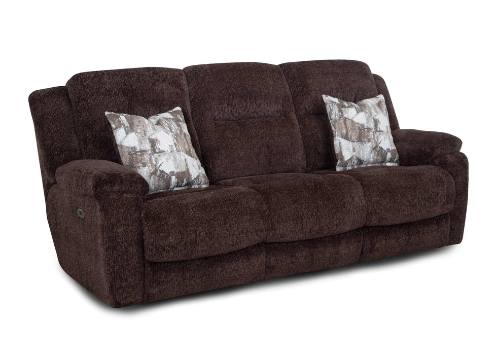 Franklin Furniture - 683 Heston Power Reclining Sofa w/ Power Headrest, Drop Down Table, Cupholders & USB in Frenzy Chocolate - 68347-CHO