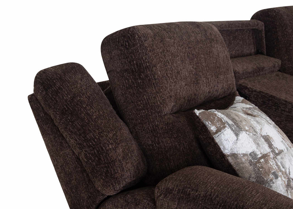 Franklin Furniture - 683 Heston Power Reclining Console Loveseat w/ Power Headrest, Storage, Cupholders & USB in Frenzy Chocolate - 68335-CHO