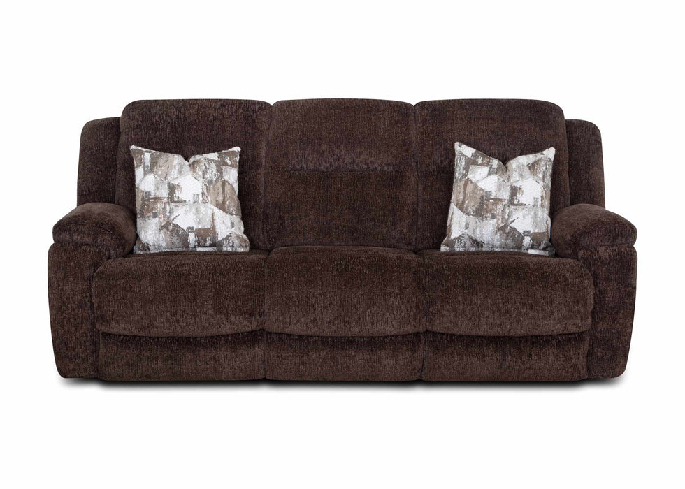 Franklin Furniture - 683 Heston Power Reclining Sofa w/ Power Headrest, Drop Down Table, Cupholders & USB in Frenzy Chocolate - 68347-CHO