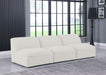 Meridian Furniture - Miramar 99" Cream Linen Textured Fabric Upholstered 3pc. Armless Sofa - 683Cream-S99 - GreatFurnitureDeal
