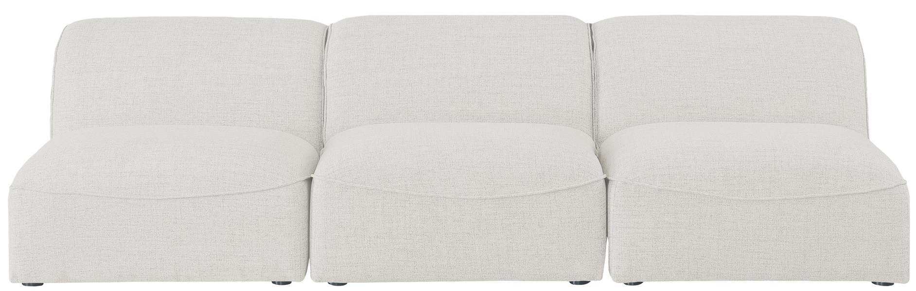 Meridian Furniture - Miramar 99" Cream Linen Textured Fabric Upholstered 3pc. Armless Sofa - 683Cream-S99 - GreatFurnitureDeal