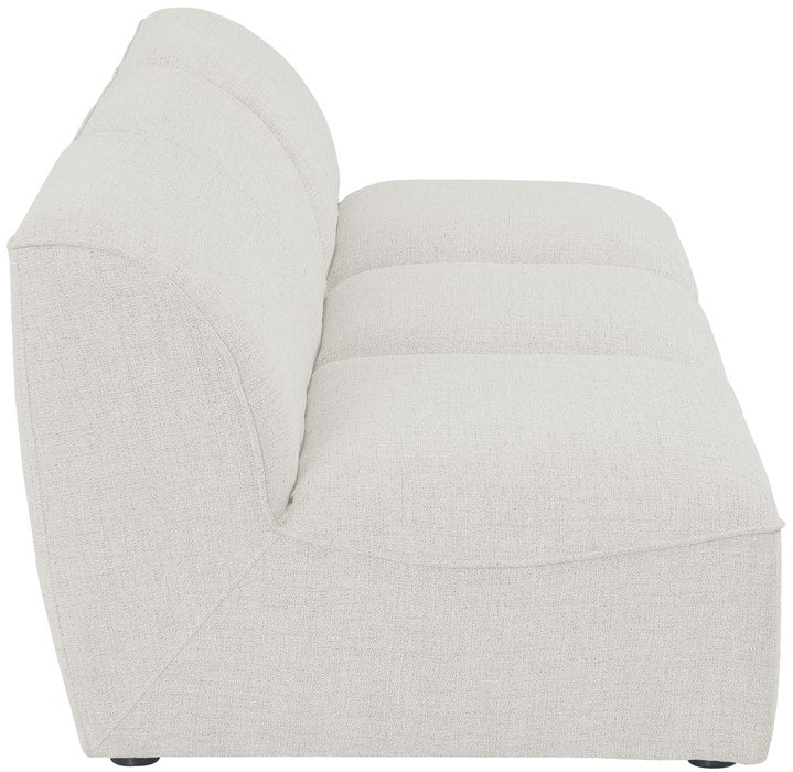 Meridian Furniture - Miramar 99" Cream Linen Textured Fabric Upholstered 3pc. Armless Sofa - 683Cream-S99 - GreatFurnitureDeal