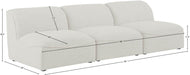 Meridian Furniture - Miramar 99" Cream Linen Textured Fabric Upholstered 3pc. Armless Sofa - 683Cream-S99 - GreatFurnitureDeal
