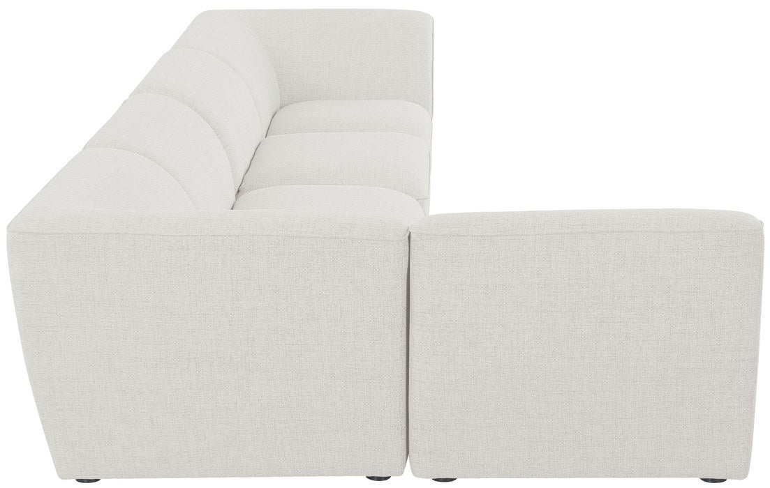 Meridian Furniture - Miramar 142" Cream Linen Textured Fabric Upholstered 5pc. Sectional - 683Cream-Sec5D - GreatFurnitureDeal