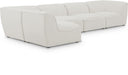 Meridian Furniture - Miramar 142" Cream Linen Textured Fabric Upholstered 5pc. Sectional - 683Cream-Sec5D - GreatFurnitureDeal