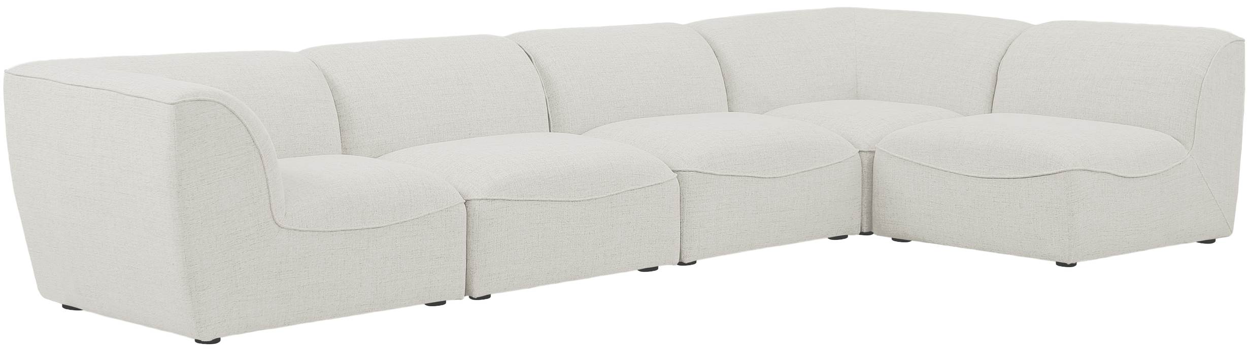 Meridian Furniture - Miramar 142" Cream Linen Textured Fabric Upholstered 5pc. Sectional - 683Cream-Sec5D - GreatFurnitureDeal