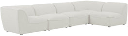 Meridian Furniture - Miramar 142" Cream Linen Textured Fabric Upholstered 5pc. Sectional - 683Cream-Sec5D - GreatFurnitureDeal
