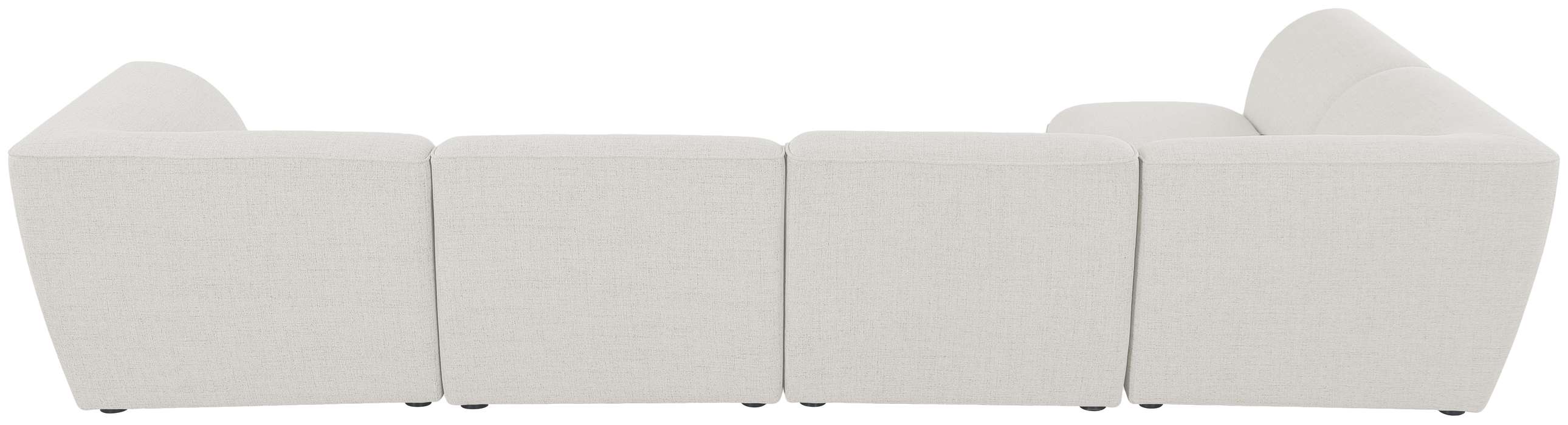 Meridian Furniture - Miramar 142" Cream Linen Textured Fabric Upholstered 5pc. Sectional - 683Cream-Sec5D - GreatFurnitureDeal