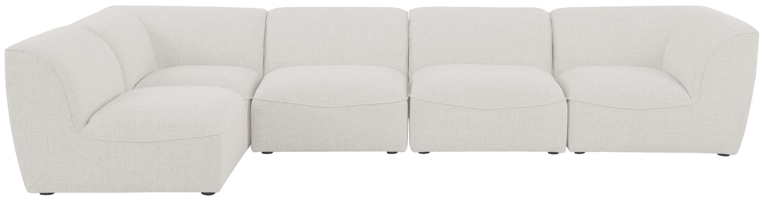 Meridian Furniture - Miramar 142" Cream Linen Textured Fabric Upholstered 5pc. Sectional - 683Cream-Sec5D - GreatFurnitureDeal