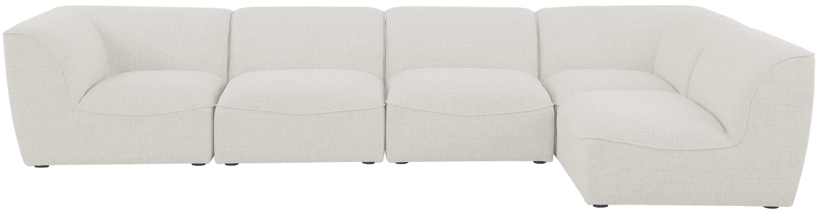 Meridian Furniture - Miramar 142" Cream Linen Textured Fabric Upholstered 5pc. Sectional - 683Cream-Sec5D - GreatFurnitureDeal