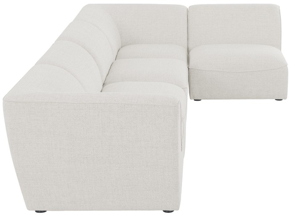 Meridian Furniture - Miramar 142" Cream Linen Textured Fabric Upholstered 5pc. Sectional - 683Cream-Sec5D - GreatFurnitureDeal
