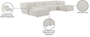 Meridian Furniture - Miramar 142" Cream Linen Textured Fabric Upholstered 6pc. Sectional - 683Cream-Sec6A - GreatFurnitureDeal
