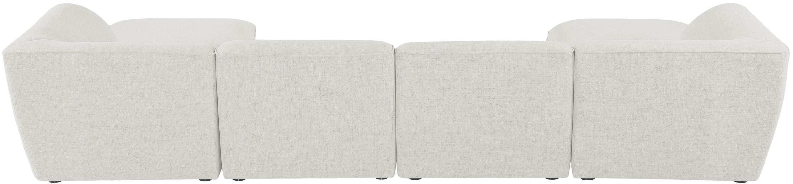 Meridian Furniture - Miramar 142" Cream Linen Textured Fabric Upholstered 6pc. Sectional - 683Cream-Sec6A - GreatFurnitureDeal