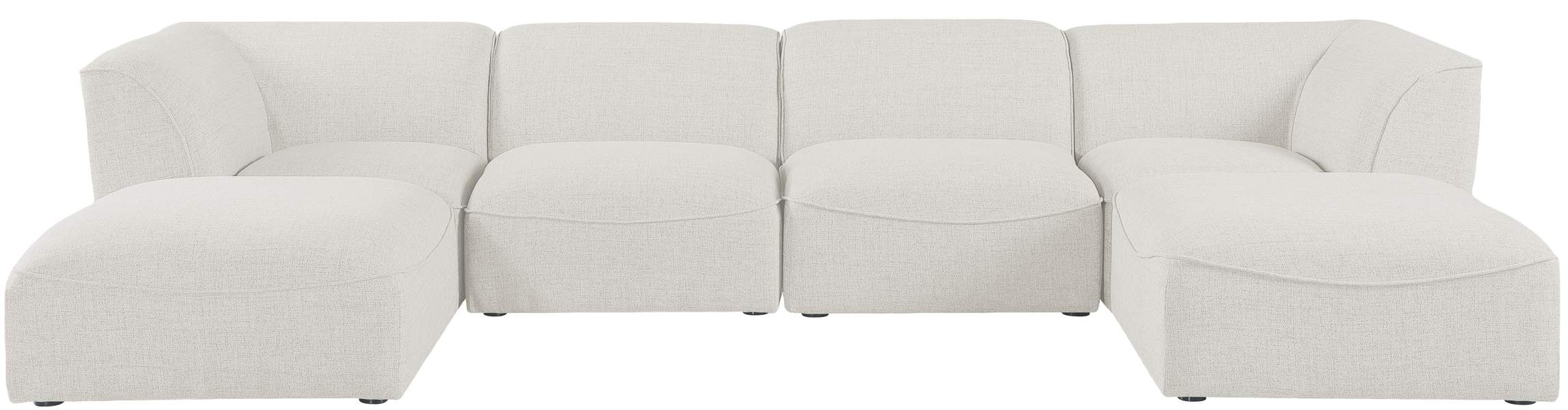 Meridian Furniture - Miramar 142" Cream Linen Textured Fabric Upholstered 6pc. Sectional - 683Cream-Sec6A - GreatFurnitureDeal