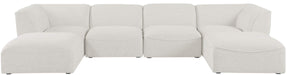 Meridian Furniture - Miramar 142" Cream Linen Textured Fabric Upholstered 6pc. Sectional - 683Cream-Sec6A - GreatFurnitureDeal