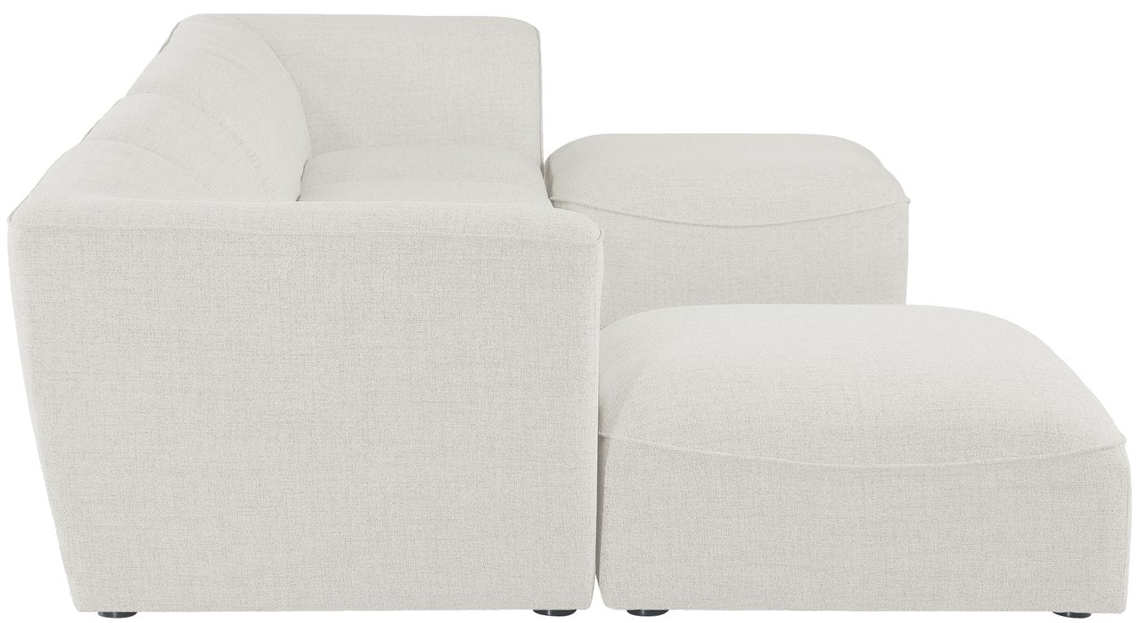 Meridian Furniture - Miramar 142" Cream Linen Textured Fabric Upholstered 6pc. Sectional - 683Cream-Sec6A - GreatFurnitureDeal