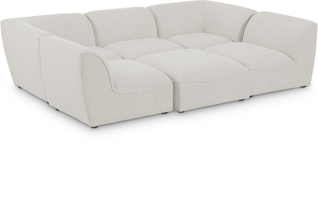 Meridian Furniture - Miramar 109" Cream Linen Textured Fabric Upholstered 6pc. Sectional - 683Cream-Sec6C - GreatFurnitureDeal