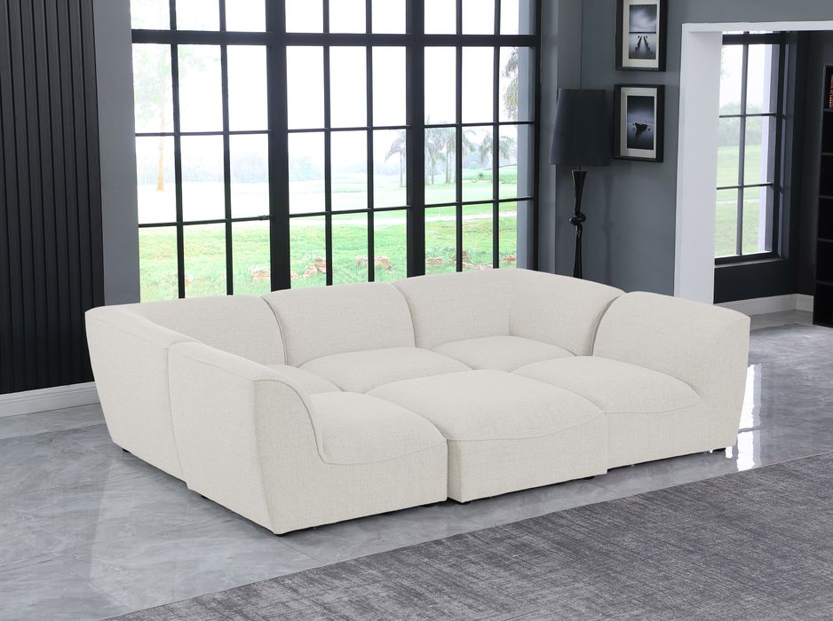 Meridian Furniture - Miramar 109" Cream Linen Textured Fabric Upholstered 6pc. Sectional - 683Cream-Sec6C - GreatFurnitureDeal