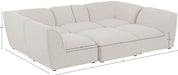 Meridian Furniture - Miramar 109" Cream Linen Textured Fabric Upholstered 6pc. Sectional - 683Cream-Sec6C - GreatFurnitureDeal