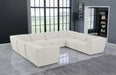 Meridian Furniture - Miramar 142" Cream Linen Textured Fabric Upholstered 8pc. Sectional - 683Cream-Sec8A - GreatFurnitureDeal