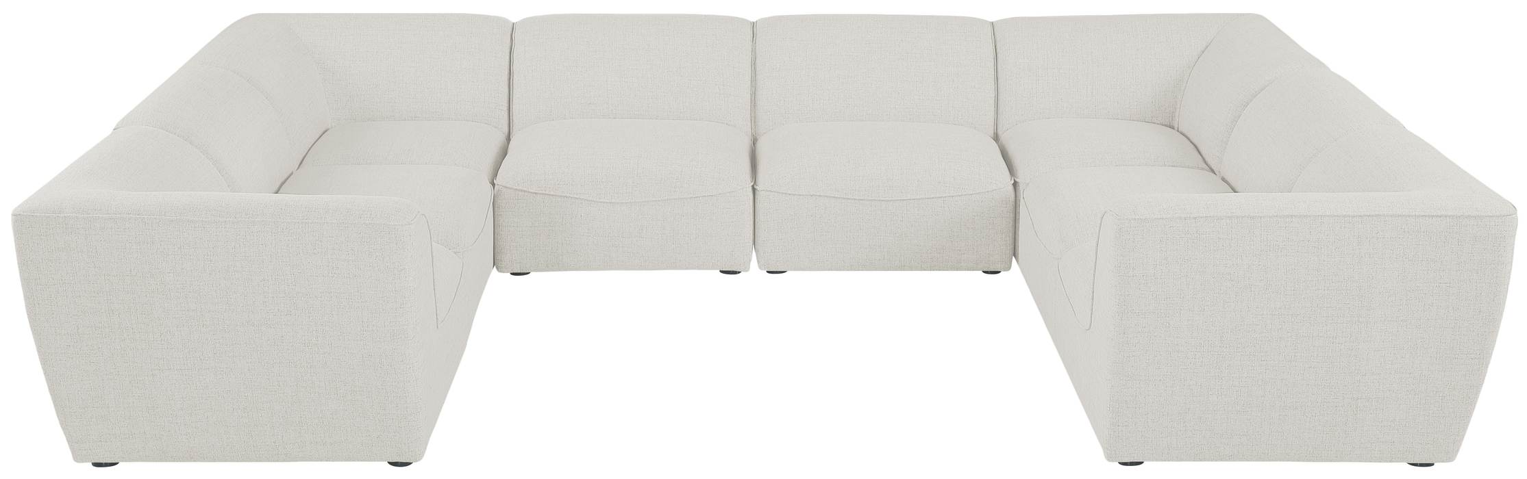 Meridian Furniture - Miramar 142" Cream Linen Textured Fabric Upholstered 8pc. Sectional - 683Cream-Sec8A - GreatFurnitureDeal